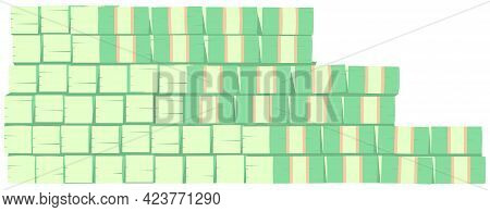 Large Stack Of Green Dollar Bills. Cash Bills As Symbol Of Wealth And Success. Money Stacked In Stai