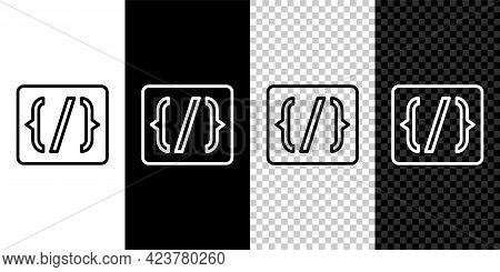 Set Line Programming Language Syntax Icon Isolated On Black And White, Transparent Background. Synta