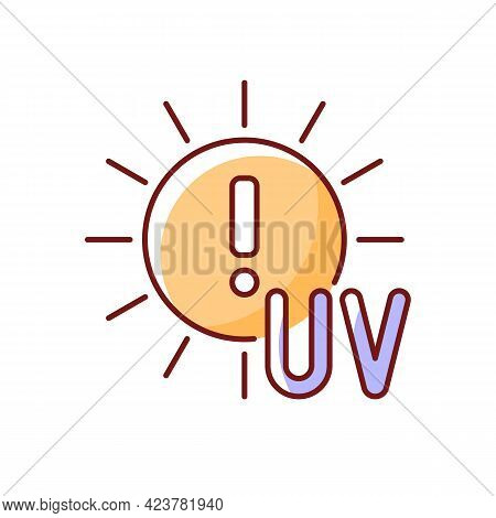 Danger Of Uv Rays Rgb Color Icon. Ultraviolet Exposure Risk During Summer. Caution To Prevent Heat E