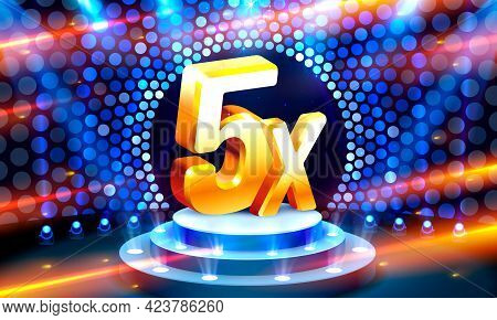 5x Winner Banner, Promotion Flyer, Prize Label. Vector