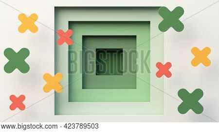 Abstract composition made of multiple layers. 3D illustration.