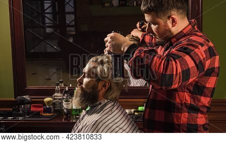 Donation And Charity Concept. Guy With Dyed Blond Hair. Cut Hair. Barber Hairstyle Barbershop. Hipst