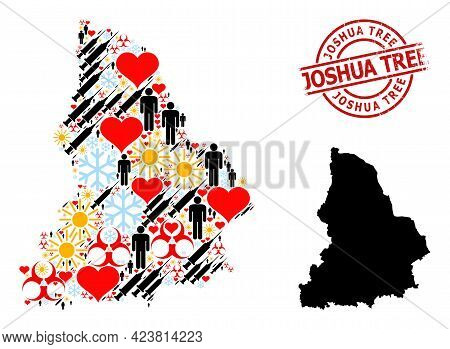 Rubber Joshua Tree Stamp Seal, And Heart Humans Infection Treatment Mosaic Map Of Sverdlovsk Region.