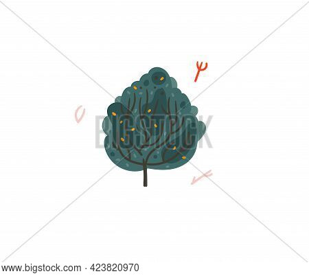 Hand Drawn Vector Stock Abstract Flat Cartoon Graphic Illustration With Tropical Summer Ocean Underw