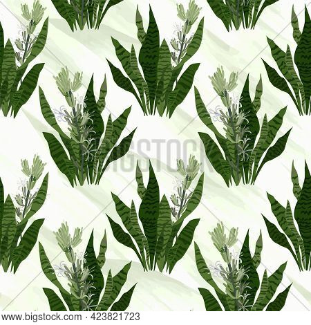 Abstract Seamless Pattern With Leaves. Vector File.