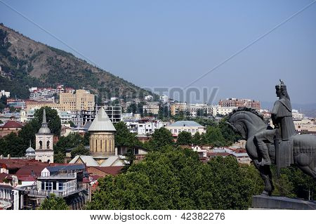 Churches And Domes Of Tbilisi, View To Historical Part Of The Capital Of Republic Of Georgia