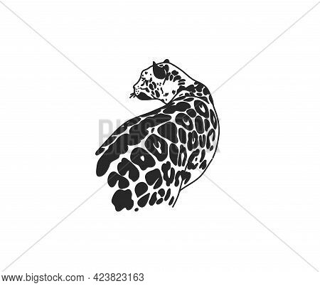 Hand Drawn Vector Abstract Stock Flat Graphic Illustration With Logo Element, Mystic Tribal Magic Li