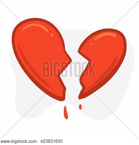 A Broken Heart In Half. Halves Of The Heart