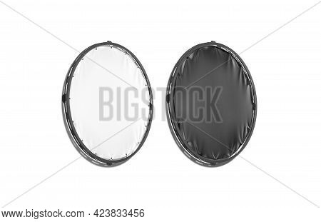 Blank Black And White Round Stretching Banner Mockup Set, Isolated, 3d Rendering. Empty Circle Gripb