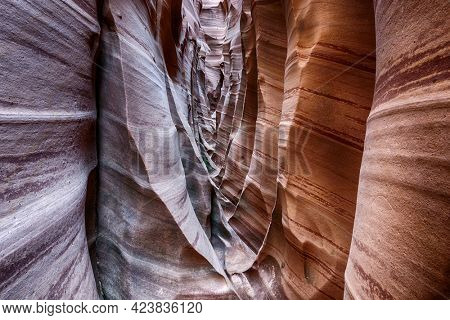 Zebra Canyon is a vivid striped and very narrow gorge. The awsome zig-zag shapes were created by water. Grand Staircase-Escalante National Monument, Utah. USA