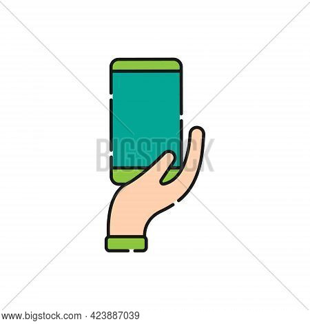 Mobile Phone with Hand icon. Mobile Phone icon. Phone icon. Mobile Phone vector. Mobile icon. Phone vector. Mobile Phone with Hand icon vector. Mobile Phone symbol. Mobile Phone with Hand icon vector design for web icon, logo, sign, symbol, app