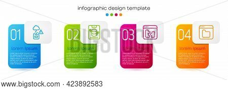 Set Line Cloud Technology Data Transfer, Server, Data, Web Hosting, Broken File And Browser Files. B