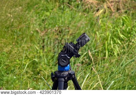 Action camera gopro hero 9 black makes time lapse clouds and sky.June 15 2021. Kiev region. Ukraine