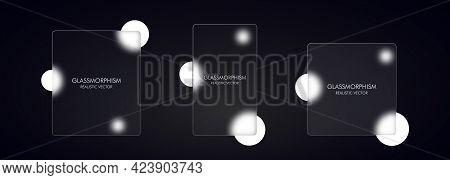 Glassmorphism Style. Blank Sale Banner. Realistic Glass Morphism Effect With Set Of Transparent Glas