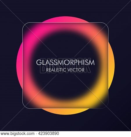 Glassmorphism Style. Blank Sale Banner. Realistic Glass Morphism Effect With Set Of Transparent Glas