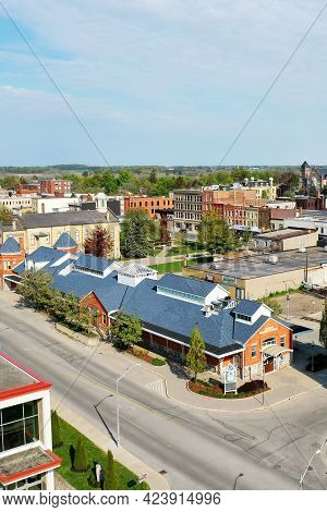 Woodstock, Ontario/canada- May 25: An Aerial Vertical Of Market Building In Woodstock, Ontario, Cana