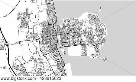 Urban Vector City Map Of Al Qatif, Saudi Arabia, Middle East