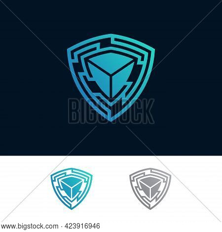 Shield Guard Tech Icon Vector Design Stock. Security Tech Symbol Inspiration. Protection Technology 
