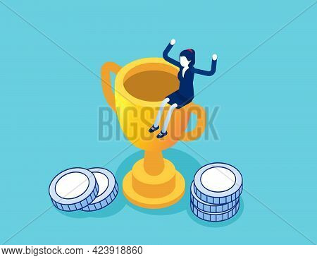 Leader Success For Business. Flat Isometric Vector Illustration Of Success