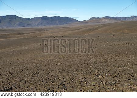 Dark Lava Desert - Great Vastness In Iceland Highlands