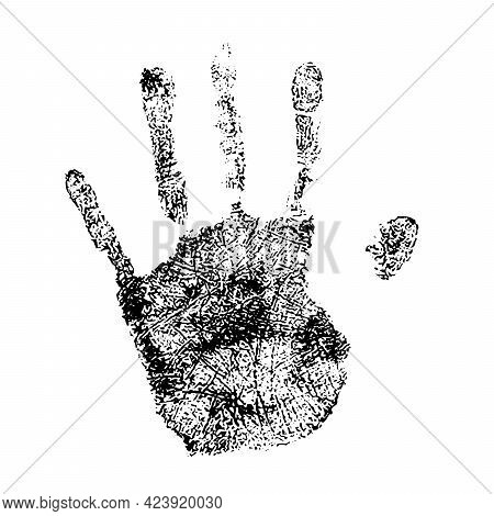 Human Palm Print Simple Black Detailed Silhouette On White