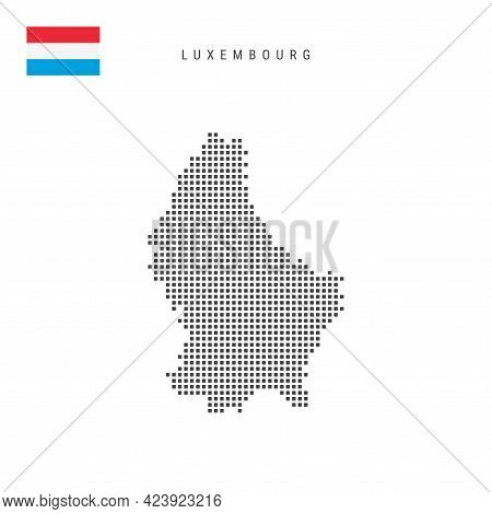 Square Dots Pattern Map Of Luxembourg. Luxembourgish Dotted Pixel Map With National Flag Isolated On