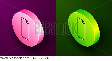 Isometric Line Grip Tape On A Skateboard Icon Isolated On Purple And Green Background. Circle Button