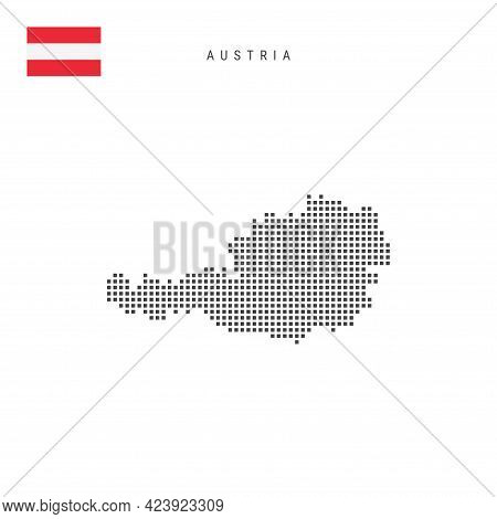 Square Dots Pattern Map Of Austria. Austrian Dotted Pixel Map With National Flag Isolated On White B