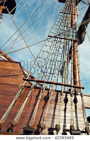 Masts and rigging of a sailing ship