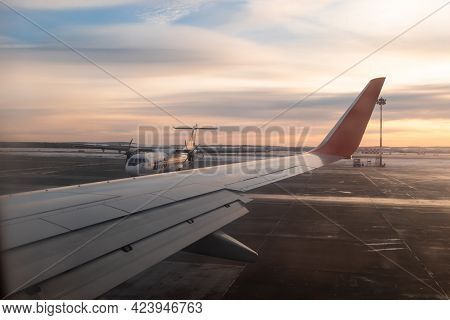 Yekaterinburg. Russia. 12/20/2020. View From The Airplane Window Of The Runway During Takeoff At Daw