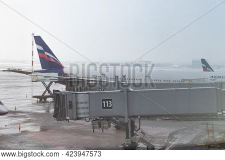 Moscow. Russia. 01.01.2021. Aeroflot Ural Airlines Aircraft Parking. Sheremetyevo Airport In Incleme
