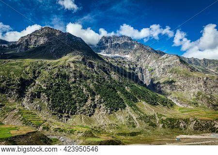 View of Lahaul valley in Himalayas. Himachal Pradesh, India