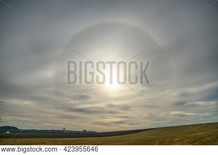 Halo Around The Moon As Viewed In The Sky Over Zolochiv