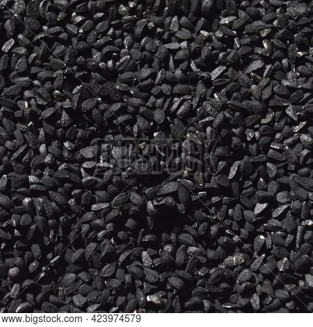 Many Dry Black Cumin Organic And Aromatic, Black Cumin Texture Background