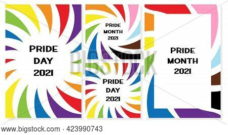 A Set Of Vertical And Square Poster Templates With Pride Colors On A White Background. Lgbt Pride Mo