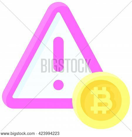 Attention With Bitcoin Icon, Cryptocurrency Related Vector Illustration