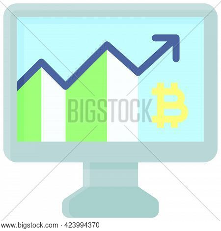 Bitcoin Chart Icon, Cryptocurrency Related Vector Illustration