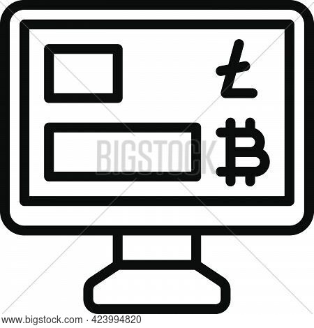 Chart Icon, Cryptocurrency Related Vector Line Illustration