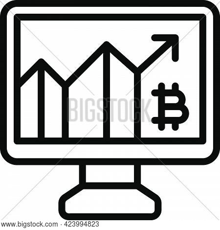 Bitcoin Chart Icon, Cryptocurrency Related Vector Illustration