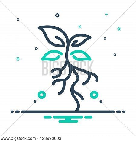 Mix Icon For Grassroots Environment Flora Leaf Natural Plant Stump Underground
