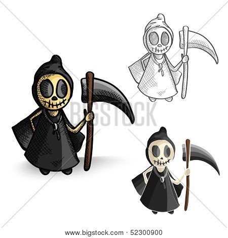Halloween Monsters Isolated Spooky Reapers Set.