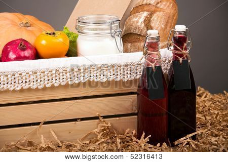 Seasonal Food Items in a Crate