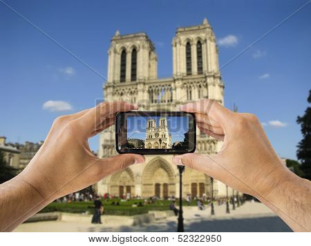 Taking A Picture  Of Notre Dame