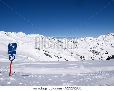 Winter Hiking Trail In The Alps