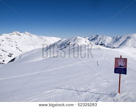 A Sign In The Austrian Alps Wich Says Danger Of Avalanches