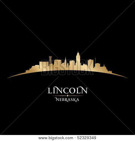 Lincoln Nebraska City Silhouette Black Background