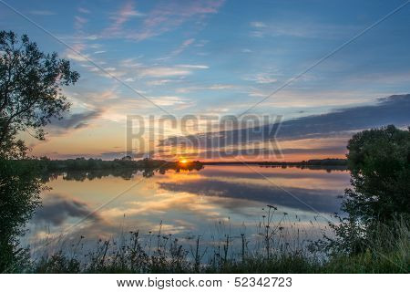 Sunrise on the Volga river