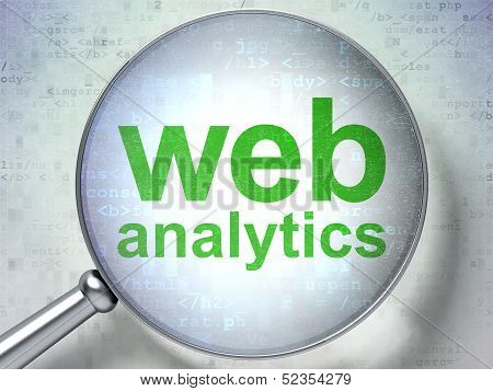SEO web design concept: Web Analytics with optical glass