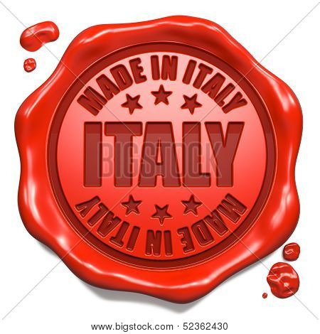 Made in Italy - Stamp on Red Wax Seal.