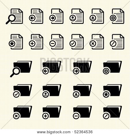 Documents and File Folder icons. Vector